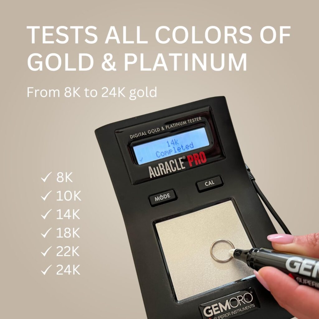 GemOro AuRACLE PRO | Accurate Compact Portable Electronic Digital LCD Display High Karat Gold Platinum Tester | Precision Tool with Expert Professional Reading Accuracy